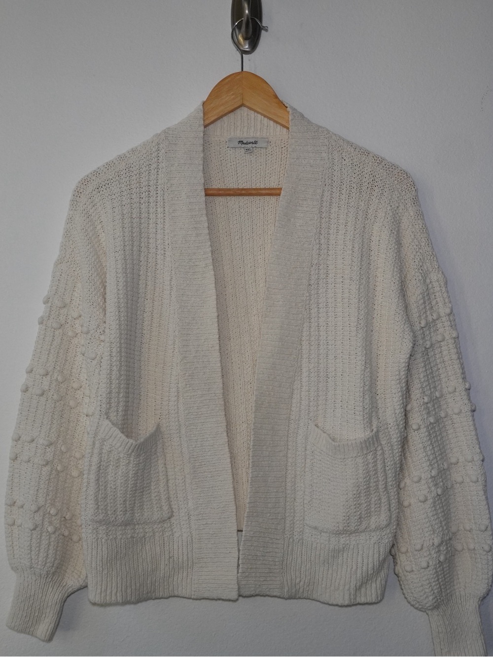 Madewell Ivory Chunky Knit Open-Front Cardigan